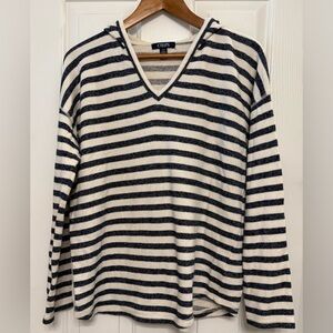 **CHAPS Striped Hoodie – Size Large – Cotton Blend – Coastal Casual Layer**